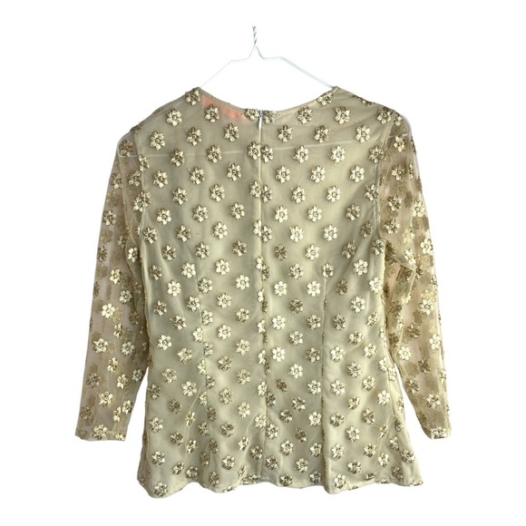 Vilagallo Embroidered Metallic Gold Blouse - Picture 2 of 12
